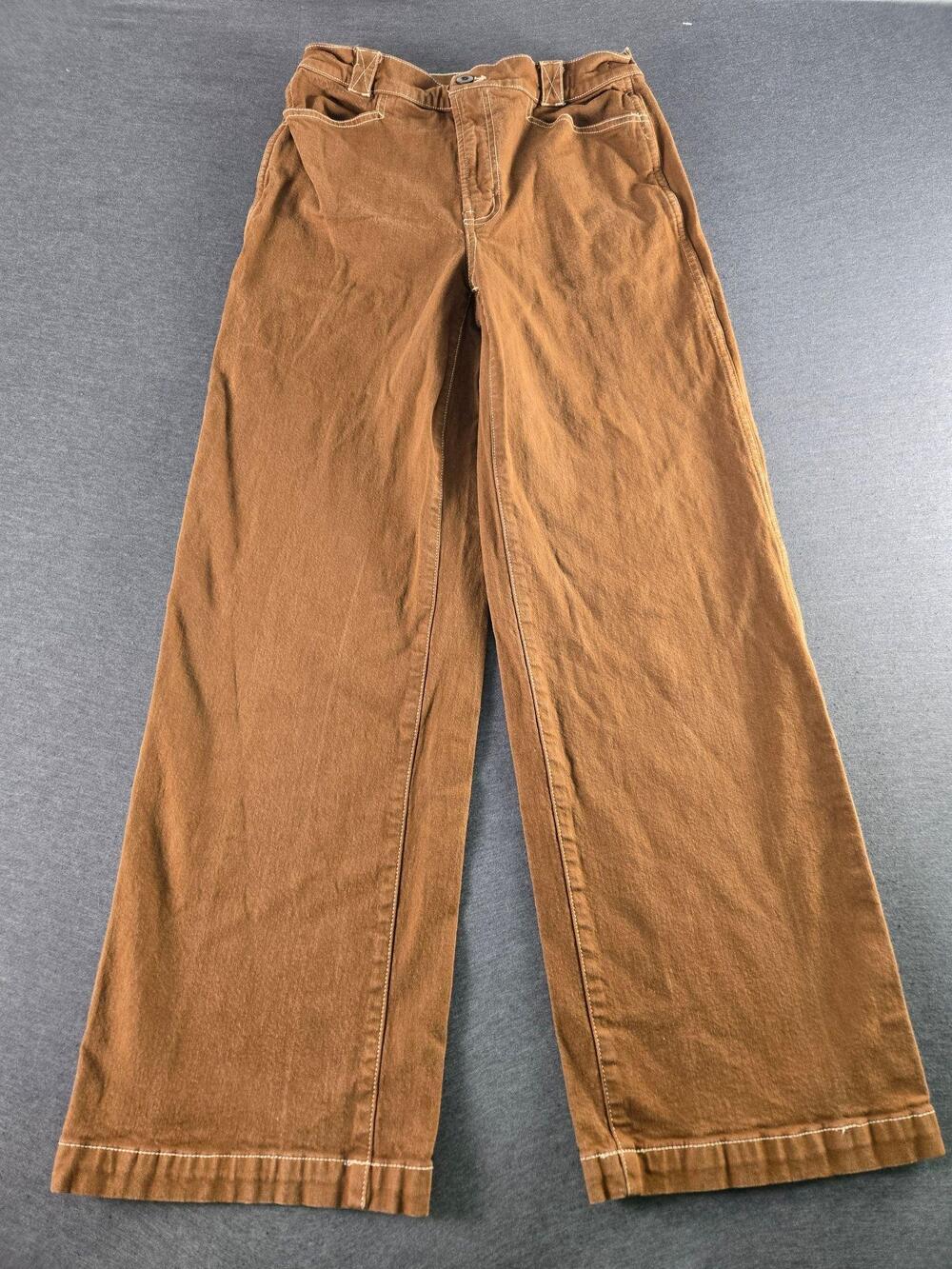 Madewell Emmett Wide-Leg Pants Womens 28 Brown Cropped Twill Wide Leg Casual
